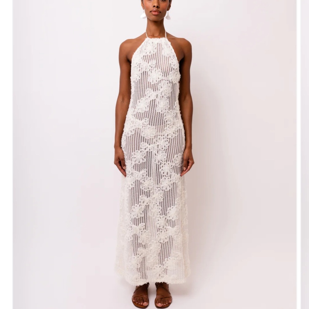 NWT White Crochet Floral Maxi Dress